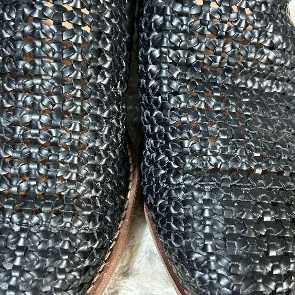Chelsea & Violet Mules Auggie Black Woven Mule Slides 7M Casual Office Minimal